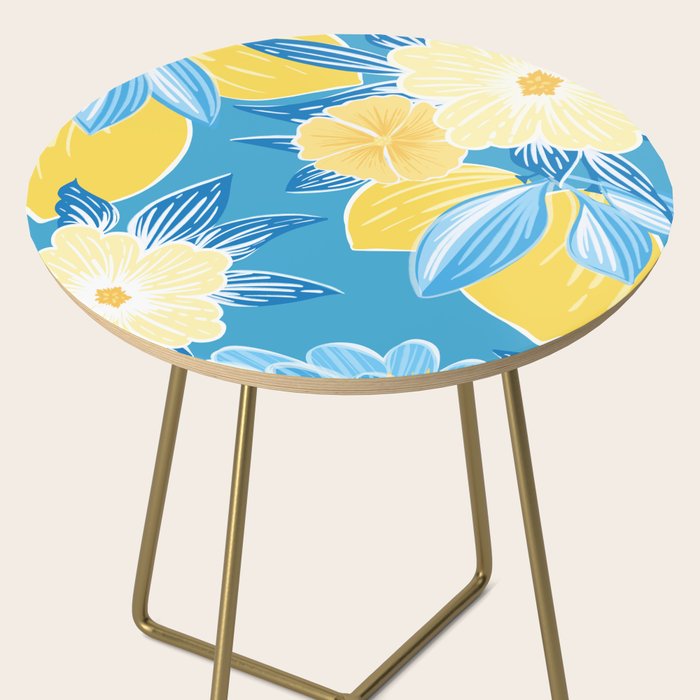 Hibiscus Lemon Botanical Pattern  Side Table Gallery Image 2