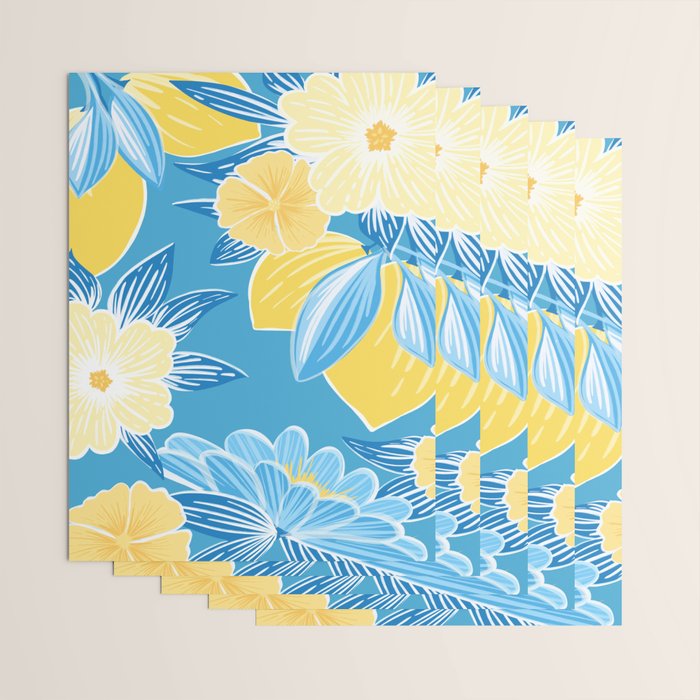Hibiscus Lemon Botanical Pattern  Wrapping Paper Gallery Image 3