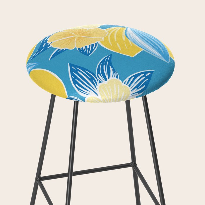 Hibiscus Lemon Botanical Pattern  Stool Gallery Image 2
