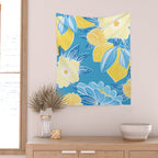 Hibiscus Lemon Botanical Pattern  Wall Tapestry Gallery Image 2