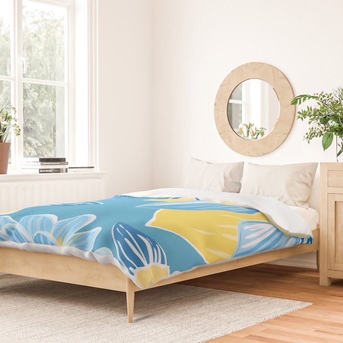 Hibiscus Lemon Botanical Pattern  Duvet Cover Gallery Image 2