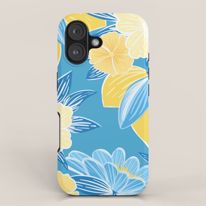 Hibiscus Lemon Botanical Pattern  iPhone Case Gallery Image 1
