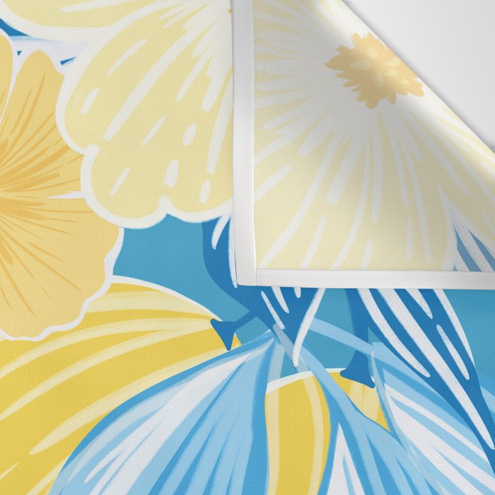 Hibiscus Lemon Botanical Pattern  Wall Tapestry Gallery Image 3