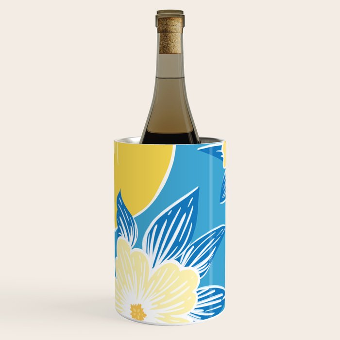 Hibiscus Lemon Botanical Pattern  Wine Chiller Gallery Image 2