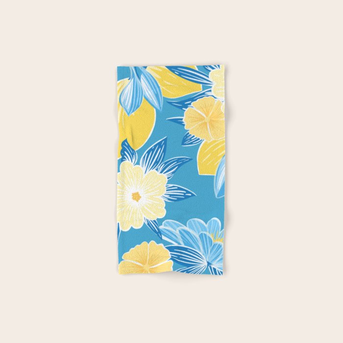 Hibiscus Lemon Botanical Pattern  Bath Towel Gallery Image 1