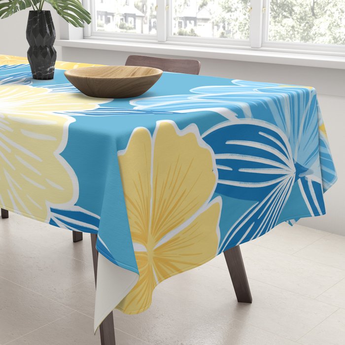 Hibiscus Lemon Botanical Pattern  Tablecloth Gallery Image 3