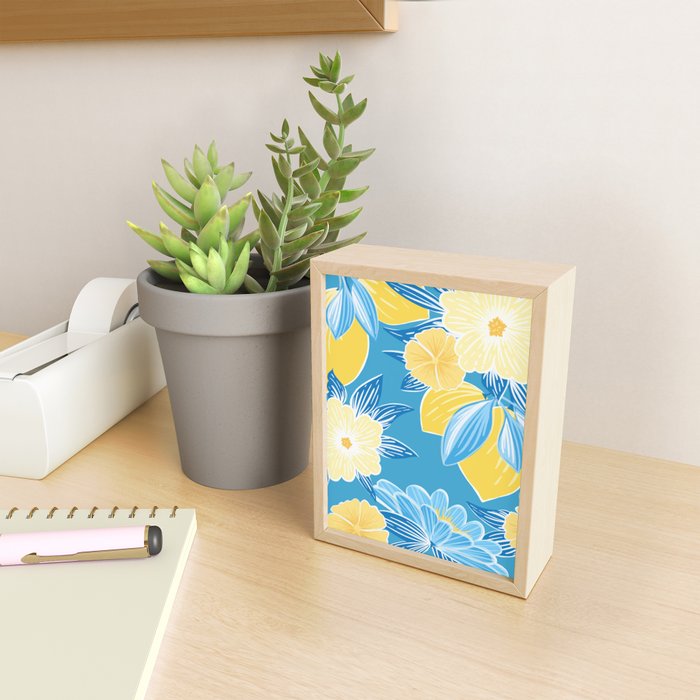 Hibiscus Lemon Botanical Pattern  Mini Art Print Gallery Image 2