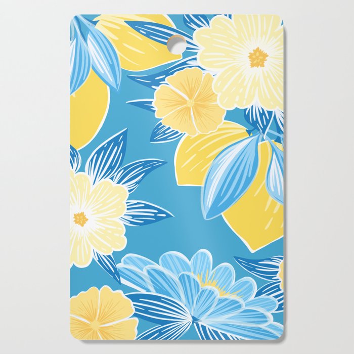 Hibiscus Lemon Botanical Pattern  Cutting Board Gallery Image 1