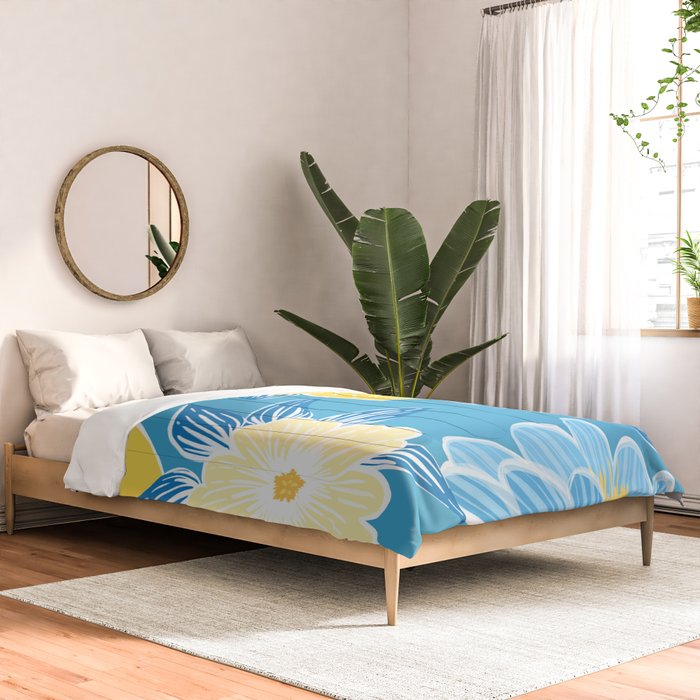 Hibiscus Lemon Botanical Pattern  Comforter Gallery Image 2