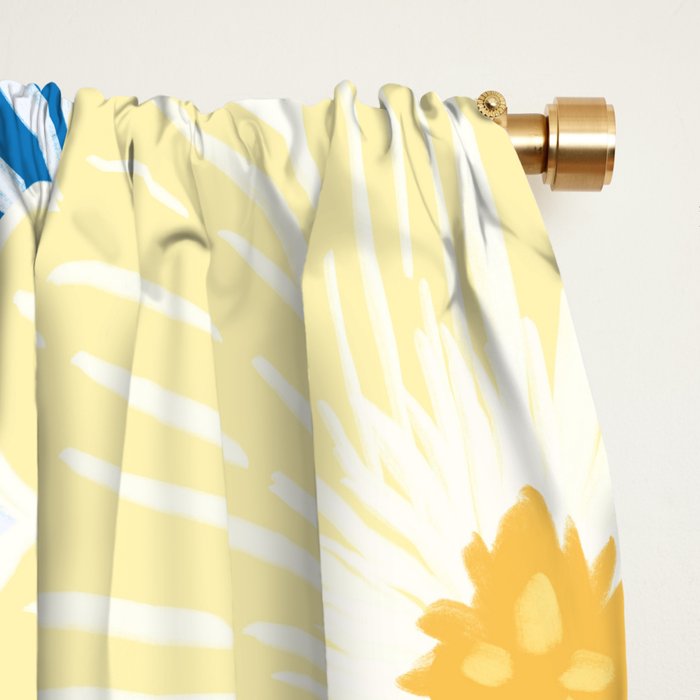 Hibiscus Lemon Botanical Pattern  Window Curtain Gallery Image 2