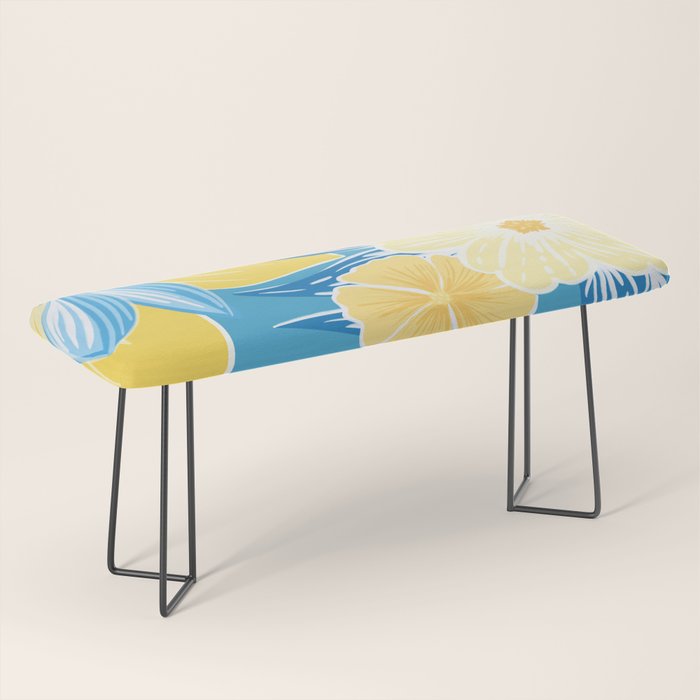 Hibiscus Lemon Botanical Pattern  Bench Gallery Image 1
