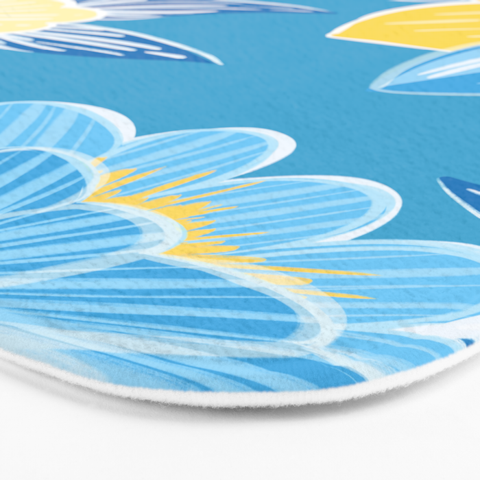 Hibiscus Lemon Botanical Pattern  Bath Mat Gallery Image 3