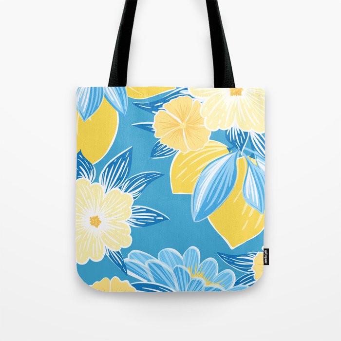 Hibiscus Lemon Botanical Pattern  Tote Bag Gallery Image 1