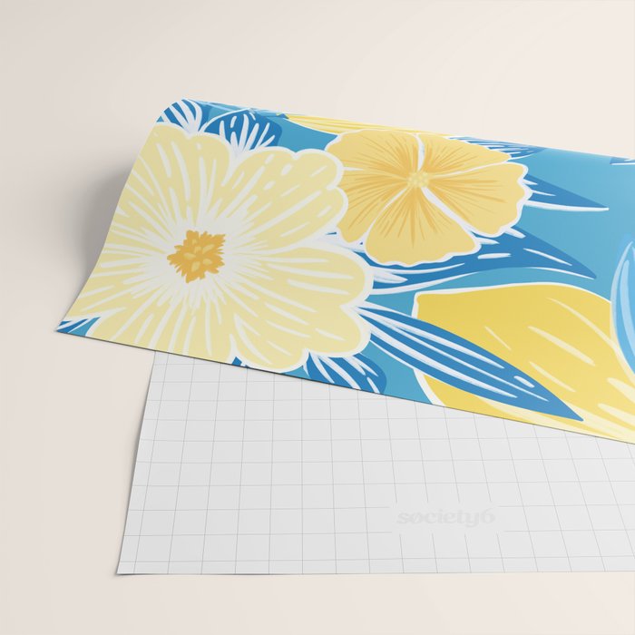 Hibiscus Lemon Botanical Pattern  Wrapping Paper Gallery Image 2