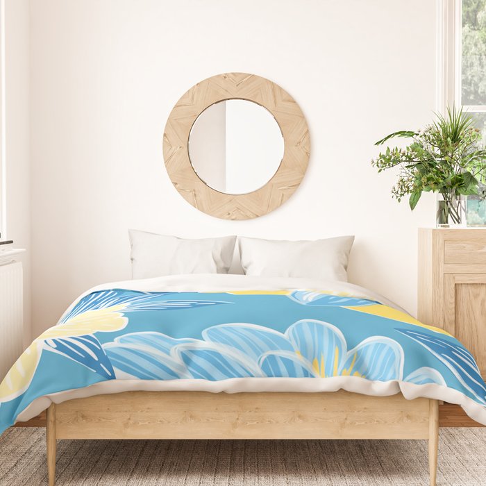 Hibiscus Lemon Botanical Pattern  Duvet Cover Gallery Image 3