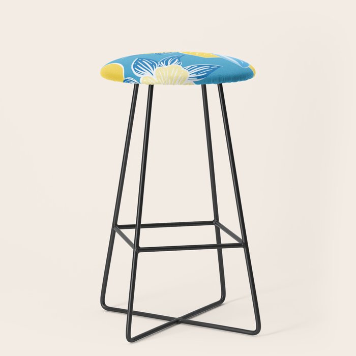 Hibiscus Lemon Botanical Pattern  Stool Gallery Image 1
