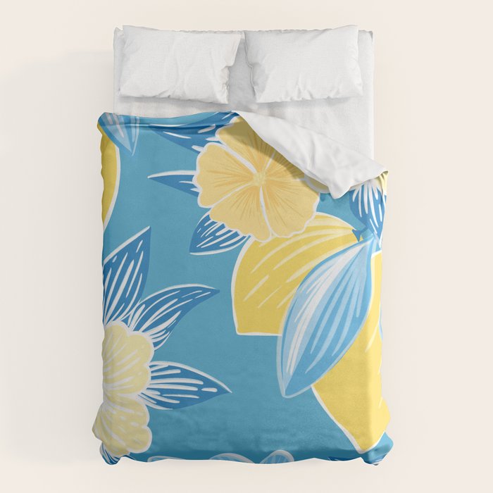 Hibiscus Lemon Botanical Pattern  Duvet Cover Gallery Image 6