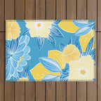 Hibiscus Lemon Botanical Pattern  Outdoor Rug Gallery Image 1