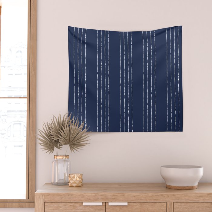 Lines #5 (Navy) Wall Tapestry Gallery Image 2