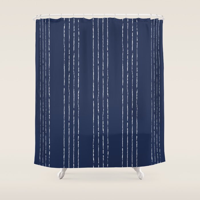 Lines #5 (Navy) Shower Curtain Gallery Image 1
