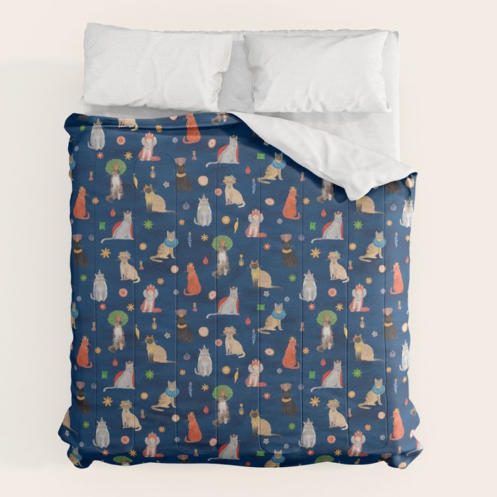 Cat Queens (Blue) Comforter Gallery Image 1