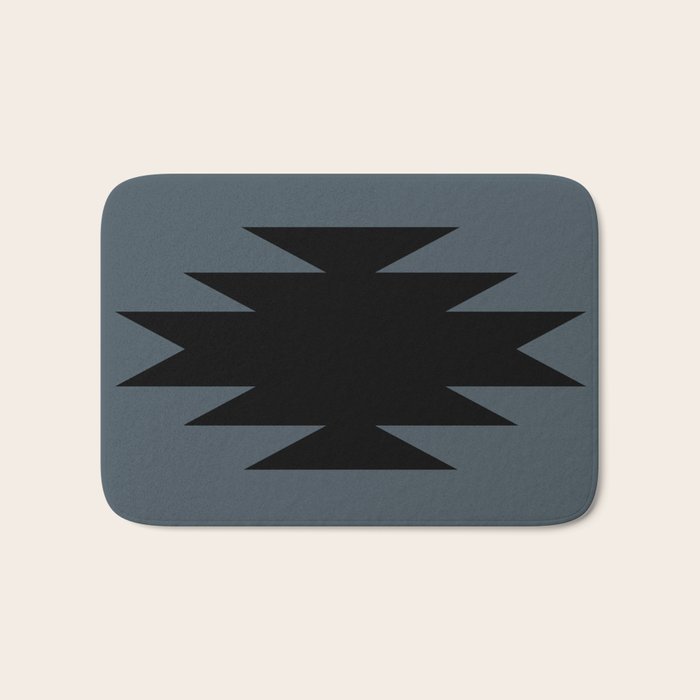 Geometric Southwestern Minimalism - Neutral Blue Bath Mat Gallery Image 1