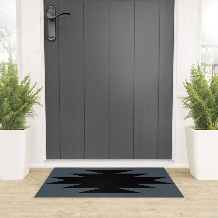 Geometric Southwestern Minimalism - Neutral Blue Welcome Mat Gallery Image 3