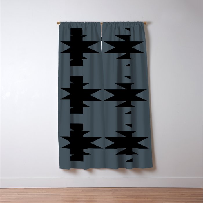 Geometric Southwestern Minimalism - Neutral Blue Window Curtain Gallery Image 3