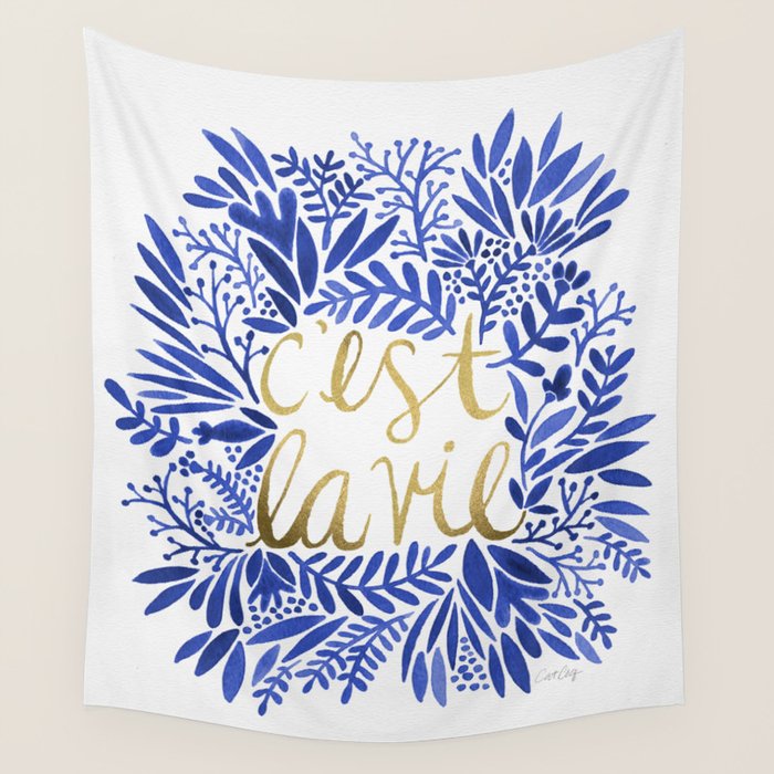 That's Life â Gold & Blue Wall Tapestry Gallery Image 1