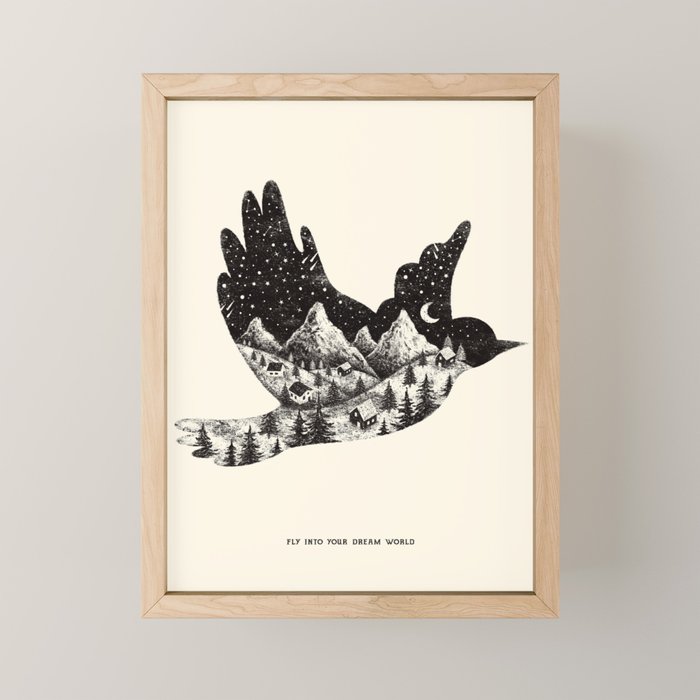 FLY INTO YOUR DREAM WORLD Mini Art Print Gallery Image 1