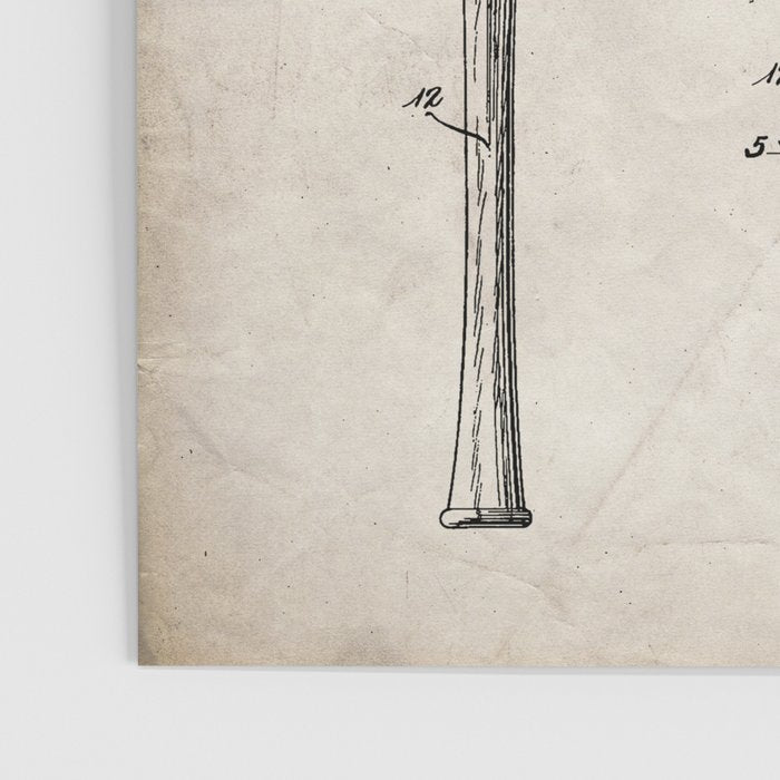 Baseball Bat Patent - Baseball Art - Antique Poster Gallery Image 3