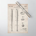 Baseball Bat Patent - Baseball Art - Antique Wrapping Paper Gallery Image 1