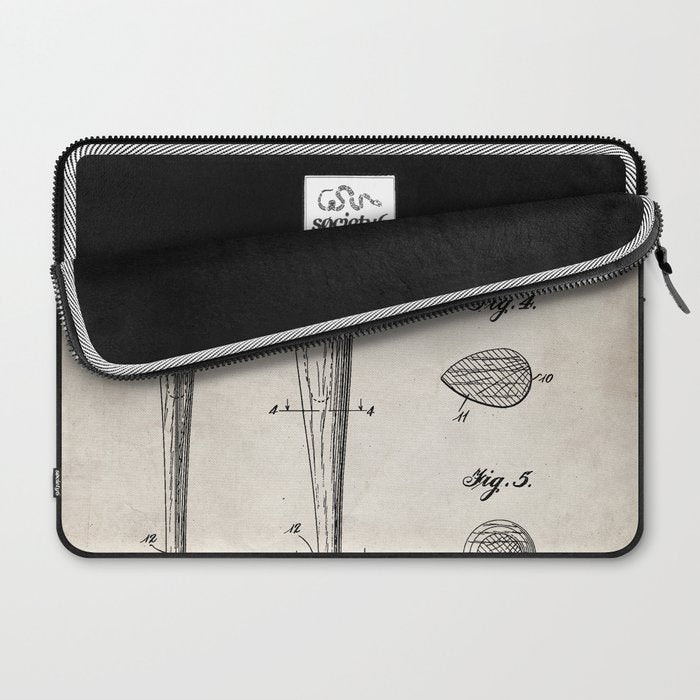 Baseball Bat Patent - Baseball Art - Antique Laptop Sleeve Gallery Image 2