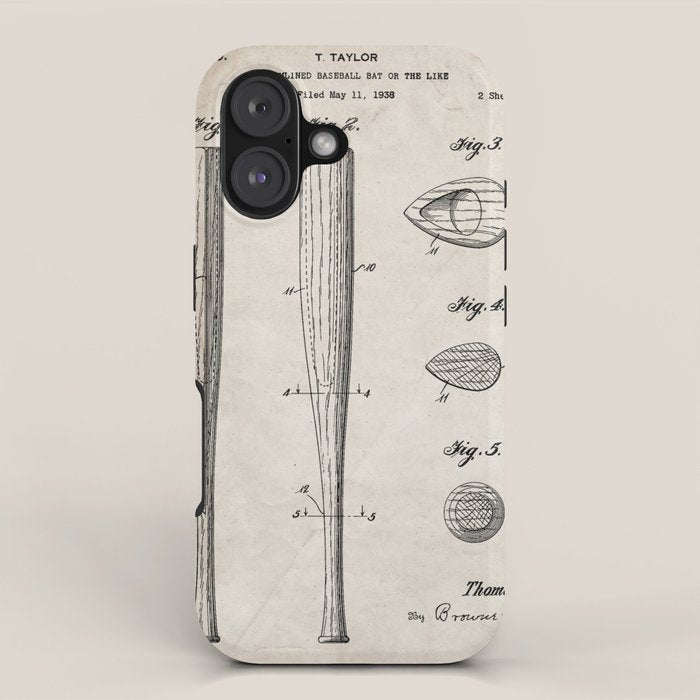 Baseball Bat Patent - Baseball Art - Antique iPhone Case Gallery Image 1