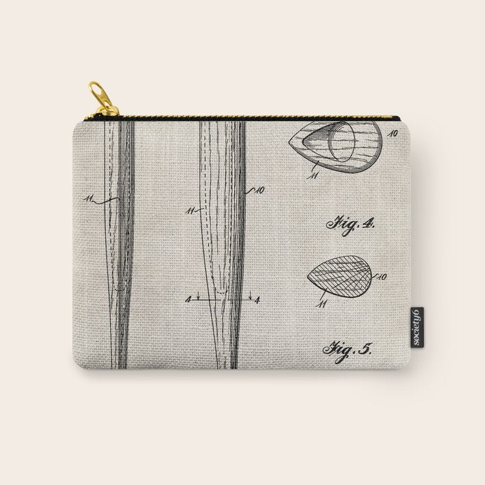 Baseball Bat Patent - Baseball Art - Antique Carry All Pouch Gallery Image 1