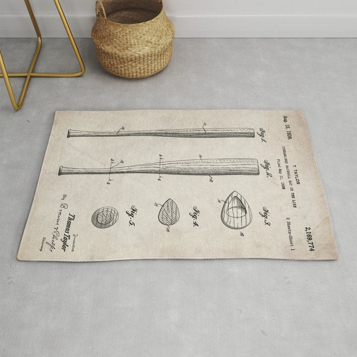 Baseball Bat Patent - Baseball Art - Antique Rug Gallery Image 1
