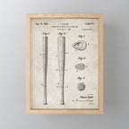 Baseball Bat Patent - Baseball Art - Antique Mini Art Print Gallery Image 1