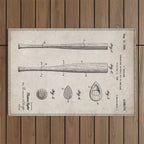 Baseball Bat Patent - Baseball Art - Antique Outdoor Rug Gallery Image 1