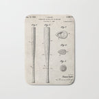 Baseball Bat Patent - Baseball Art - Antique Bath Mat Gallery Image 1