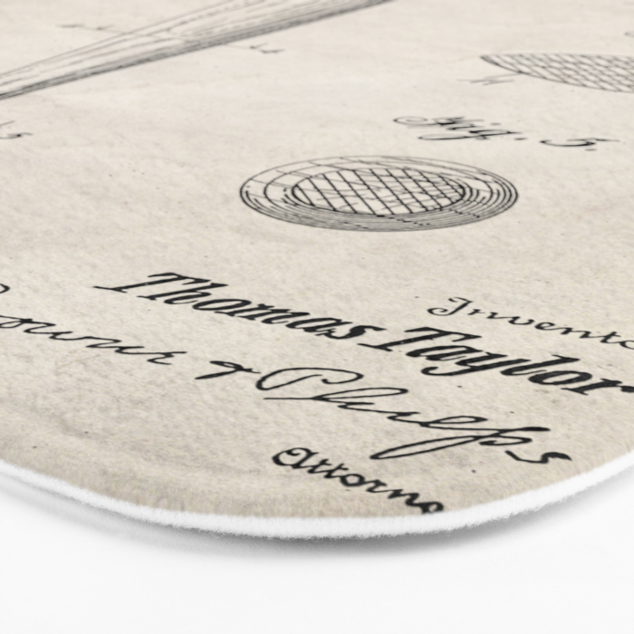 Baseball Bat Patent - Baseball Art - Antique Bath Mat Gallery Image 3