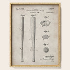 Baseball Bat Patent - Baseball Art - Antique Serving Tray Gallery Image 1