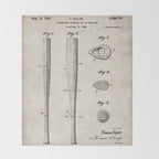 Baseball Bat Patent - Baseball Art - Antique Throw Blanket Gallery Image 2