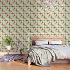 Atomic Christmas Mid Century Modern Stars Retro Xmas Red Green and Cream Pattern Wallpaper Gallery Image 3