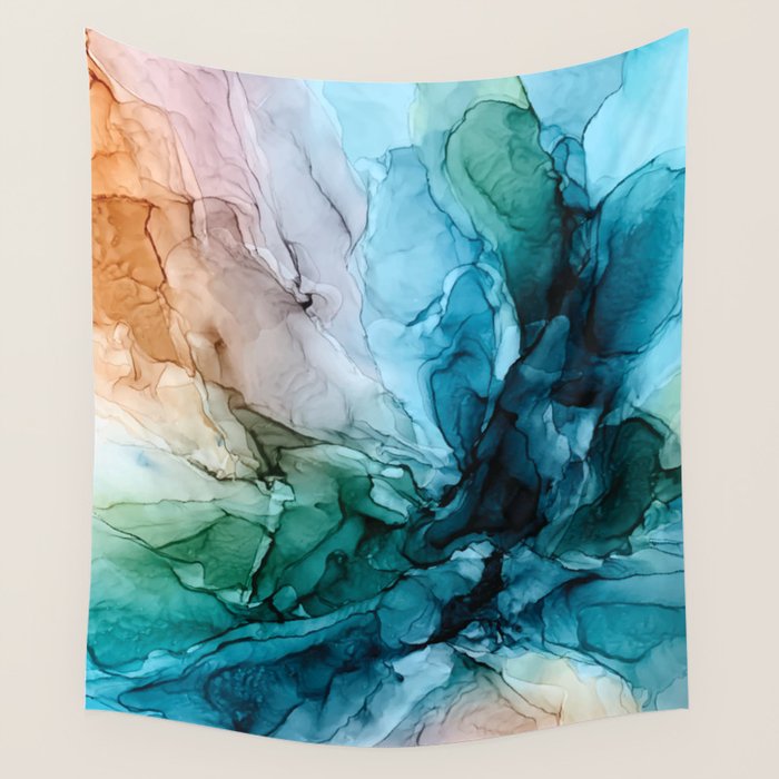 Salty Shores Abstract Painting Wall Tapestry Gallery Image 1
