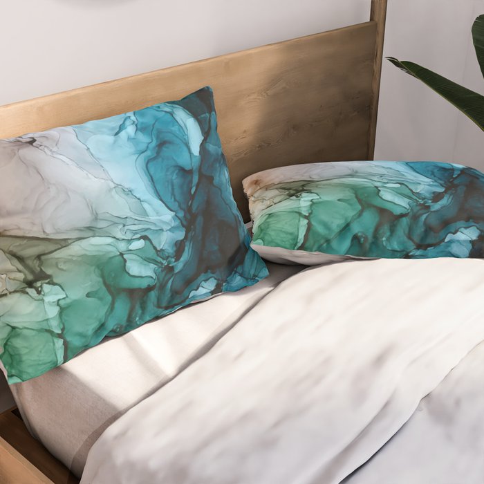 Salty Shores Abstract Painting Pillow Sham Gallery Image 2