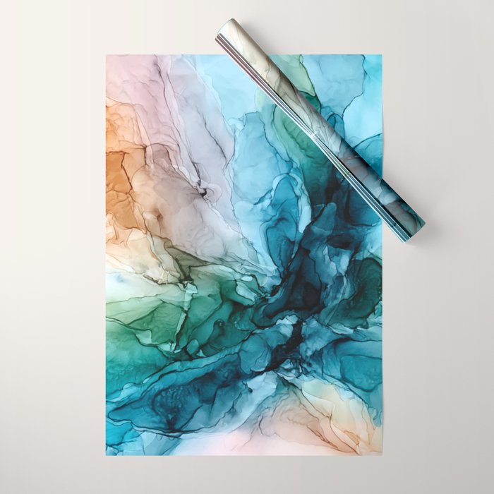 Salty Shores Abstract Painting Wrapping Paper Gallery Image 1