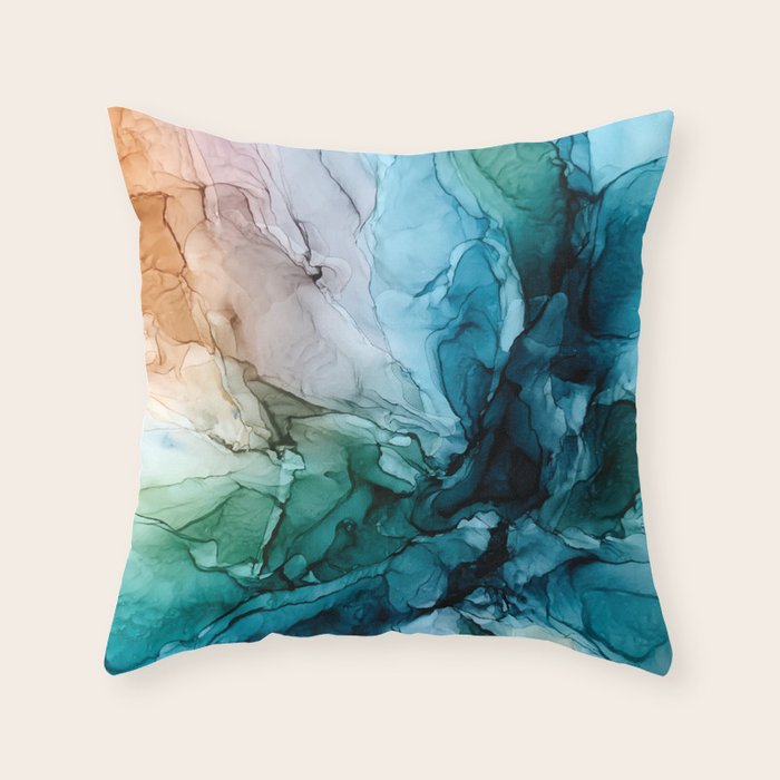 Salty Shores Abstract Painting Throw Pillow Gallery Image 1