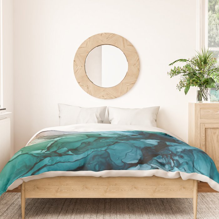 Salty Shores Abstract Painting Duvet Cover Gallery Image 3