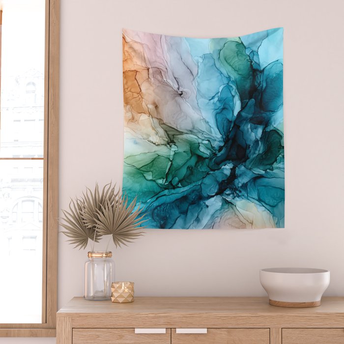 Salty Shores Abstract Painting Wall Tapestry Gallery Image 2
