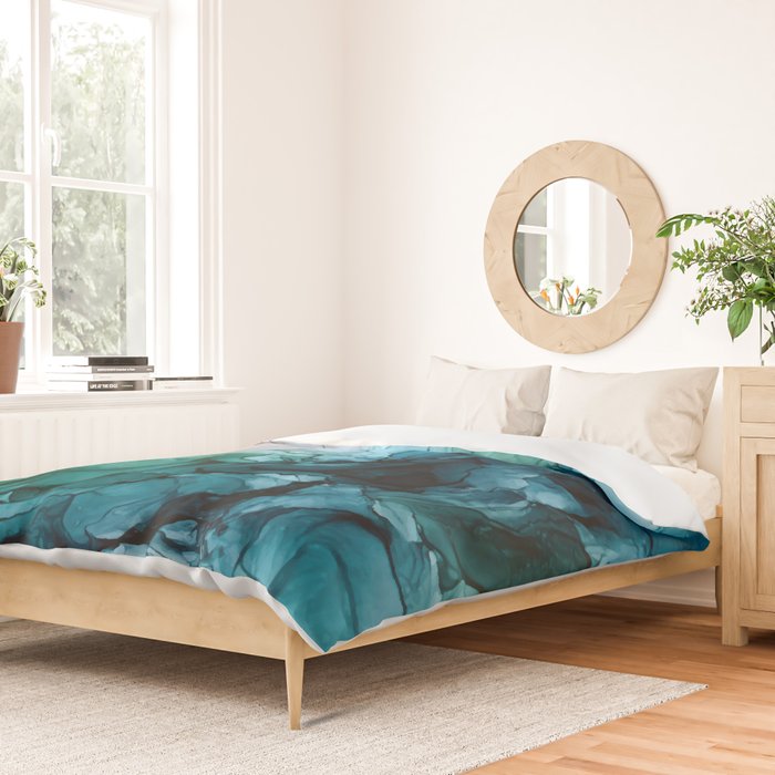 Salty Shores Abstract Painting Duvet Cover Gallery Image 2